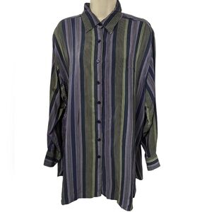 Field Manor Vintage Stripe Silk Tunic Sz 1X